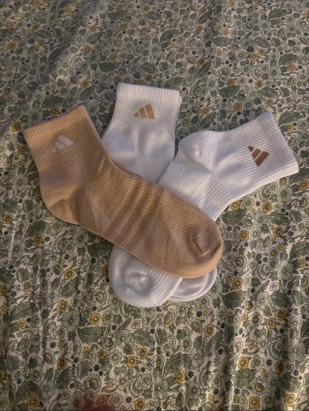 adidas Women's Ankle Socks in White and Beige (3 Pack)